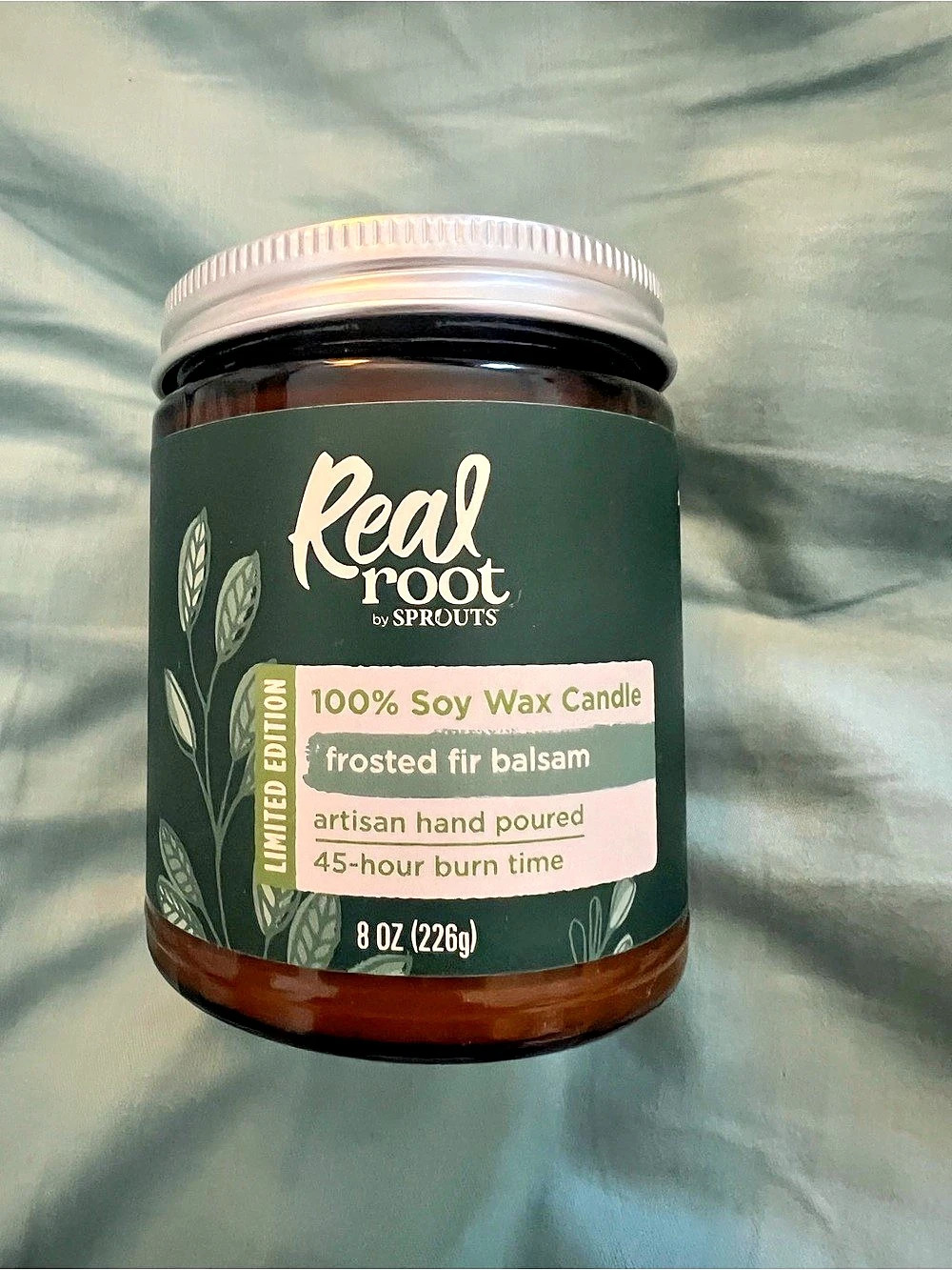 Real Root by Sprouts Frosted Fir Balsam 8 oz Soy Wax Candle